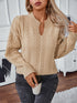 Damen Pullover V-Ausschnitt mit Zopfstrick - Langarm Strickjacke